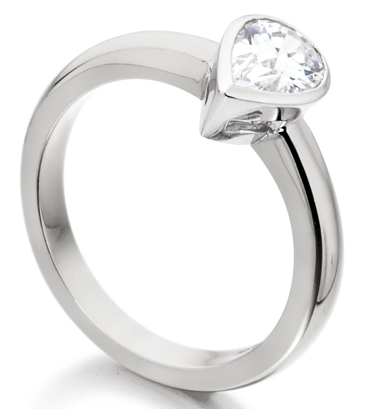 Pear Shape Rub Over White Gold Engagement Ring ICD2852 Image 2